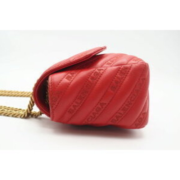Balenciaga BB Shoulder Red Bag Leather Chain - Picture 4 of 9